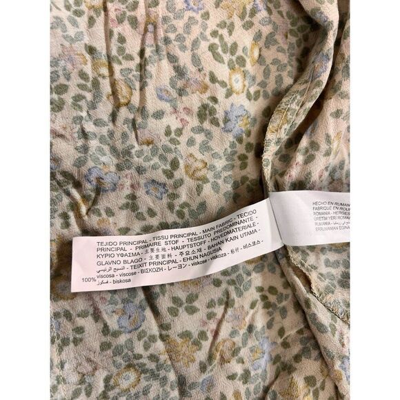 ZARA Yellow Floral Printed Vintage Inspired Maxi Midi Shirt Dress Small NWT Boho - Picture 10 of 14